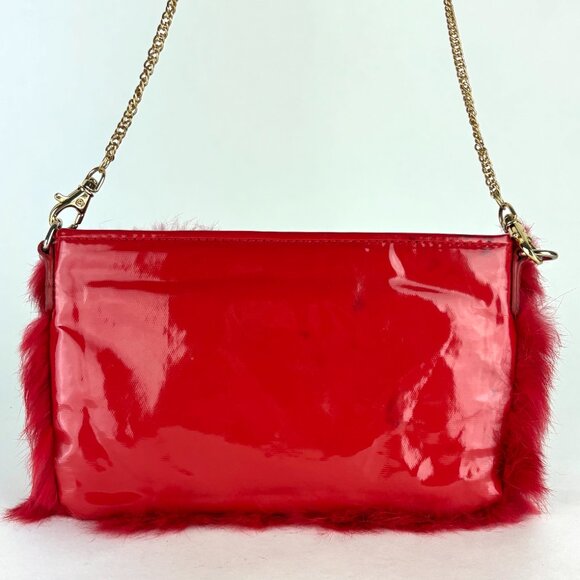 Bold Red Faux Fur Purse with Gold Chain – Glam Statement Bag by alexsusosnu Like - Picture 3 of 9